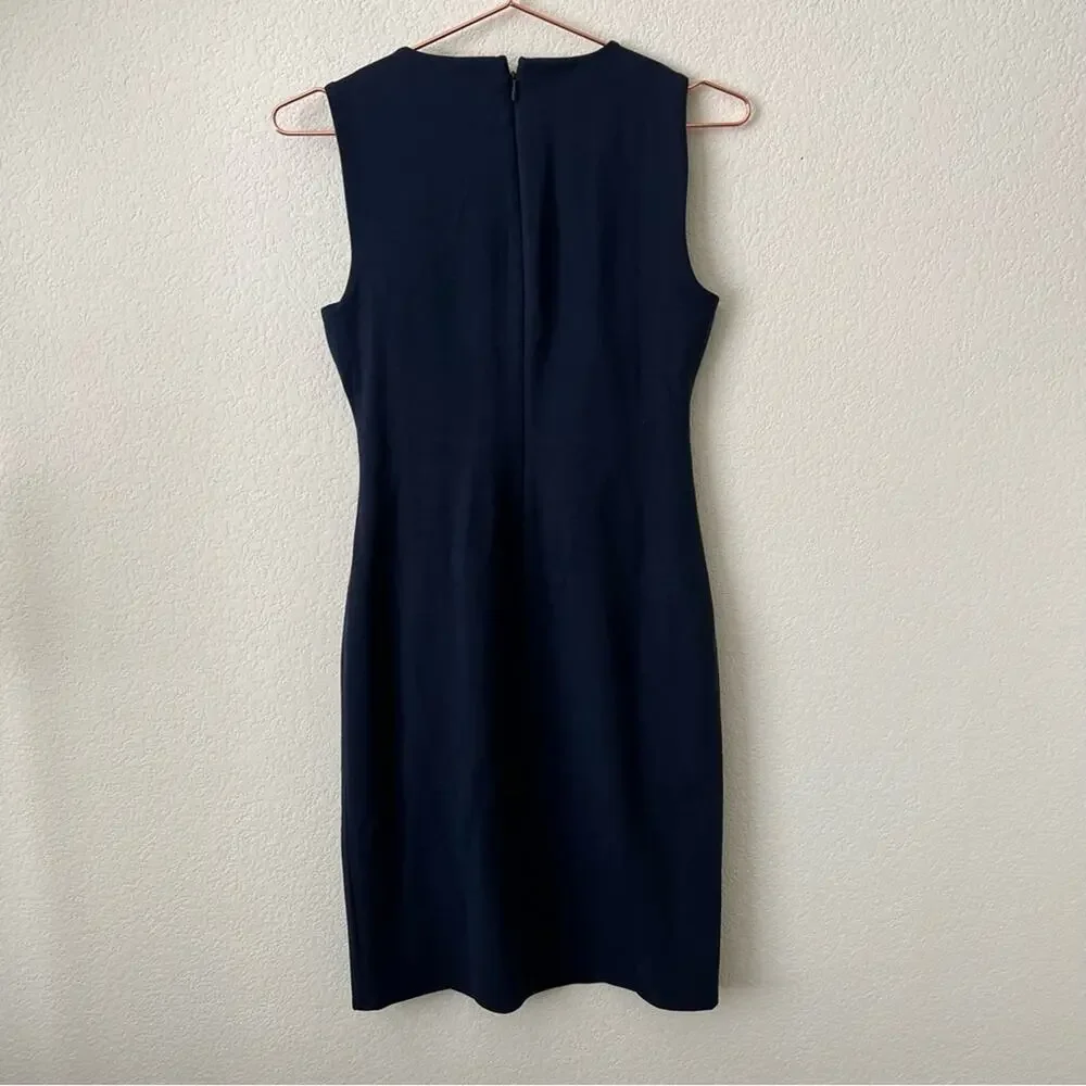 Banana Republic Neck Bow Ponte Sheath Dress Navy Blue
